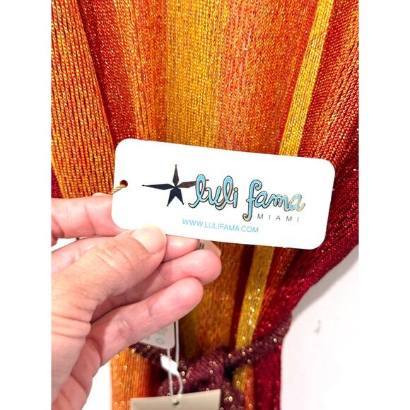 NWT Luli Fama Sunshine Addict Poncho Long Kaftan Cover Up Sunset One Size - Picture 6 of 7